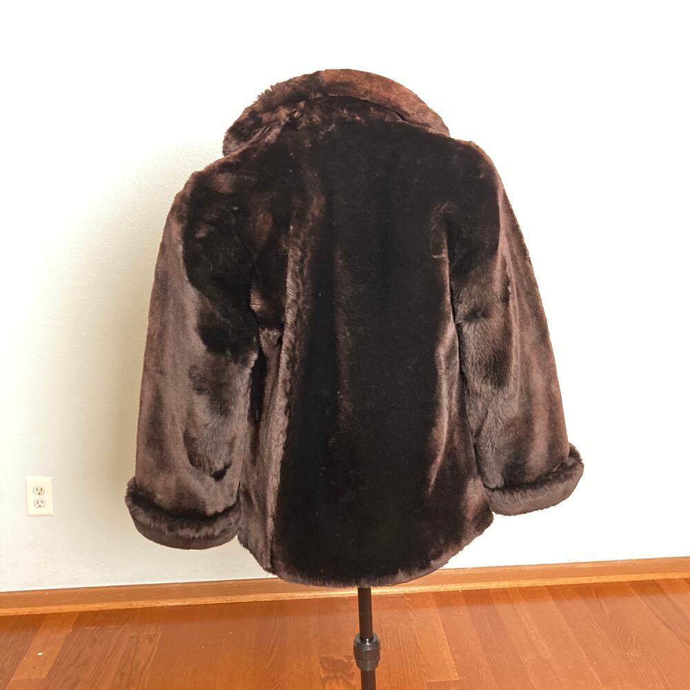 M 6 8 faux fur Sheared Beaver Fur Jacket Coat Vintage Mouton brown - Picture 6 of 11